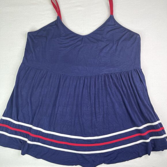 Torrid 3 Piece Bundle Super Soft Blue Baby Doll Top Striped V Neck Sleeveless - Picture 3 of 16